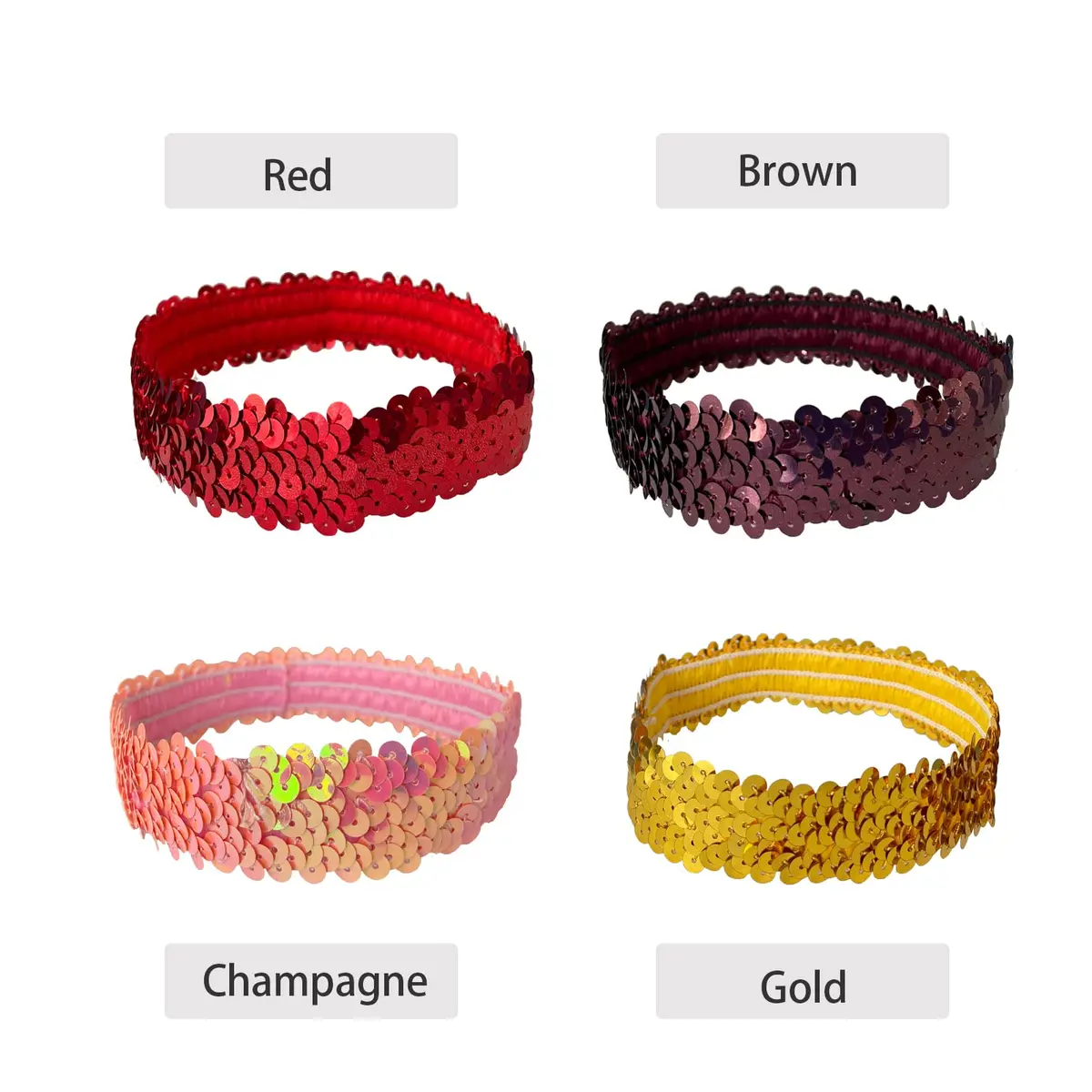WEBGGER 12 Pack Sequin Headbands Elastic Stretch Sparkly Headband for Teens Girls Women | Fashion Hair Accessories - view 4