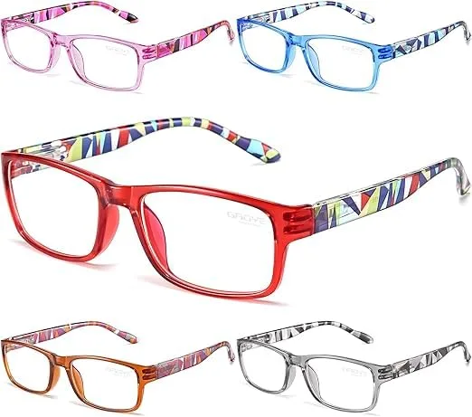 Gaoye 5-Pack Reading Glasses 1.5 with Blue Light Blocking, Spring Hinge Mix Color | USA Imported for Women & Men - main product image