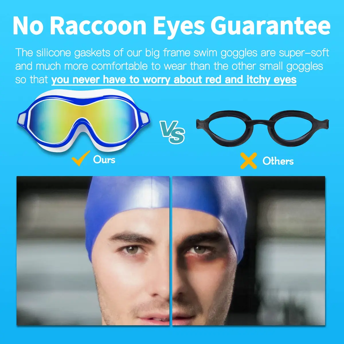 Seago Adult Youth Anti-Fog Wide Clear View Pool Swim Goggles | 180° Vision UV Protection Waterproof No Leaking - view 2