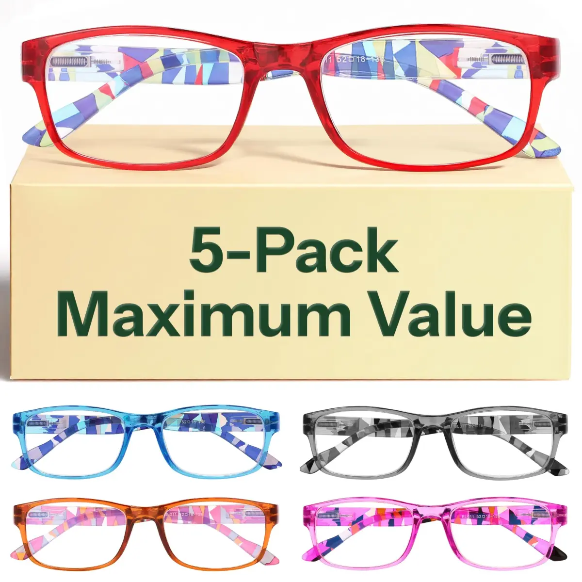 Gaoye 2.5x Blue Light Reading Glasses 51mm (2.01 in) | Blue Light Protection for All Day Use - main product image