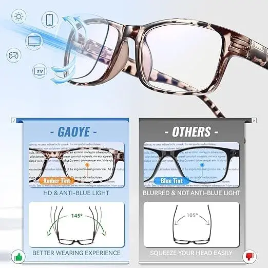 Gaoye 2.5x Blue Light Reading Glasses 51mm (2.01 in) | Blue Light Protection for All Day Use - view 3