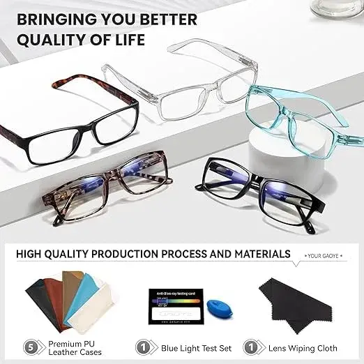 Gaoye 2.5x Blue Light Reading Glasses 51mm (2.01 in) | Blue Light Protection for All Day Use - view 5