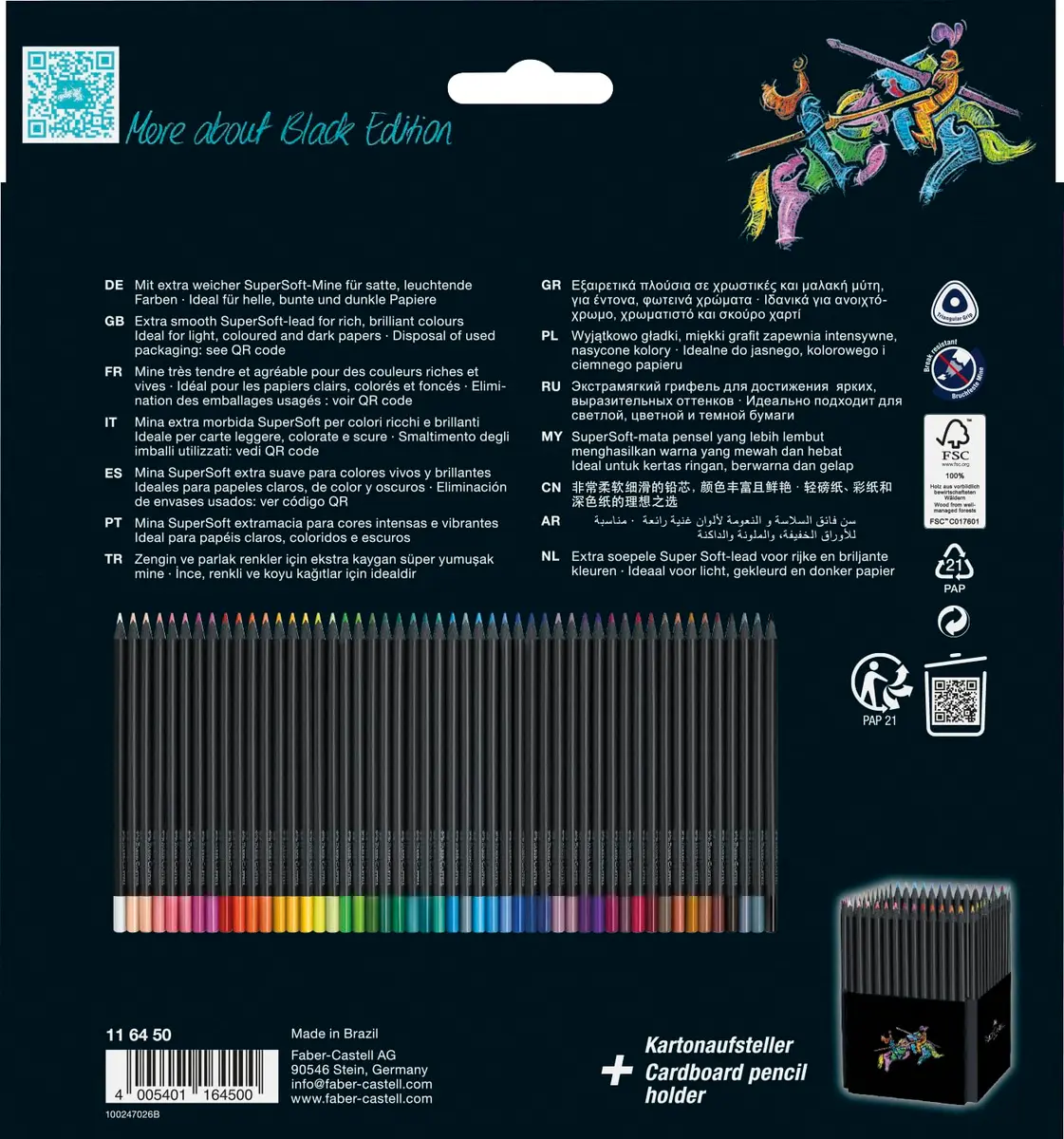 Faber-Castell Black Edition Colored Pencils, 50 Count (Pack of 50) | Smooth Color Laydown for Art & Drawing - view 5