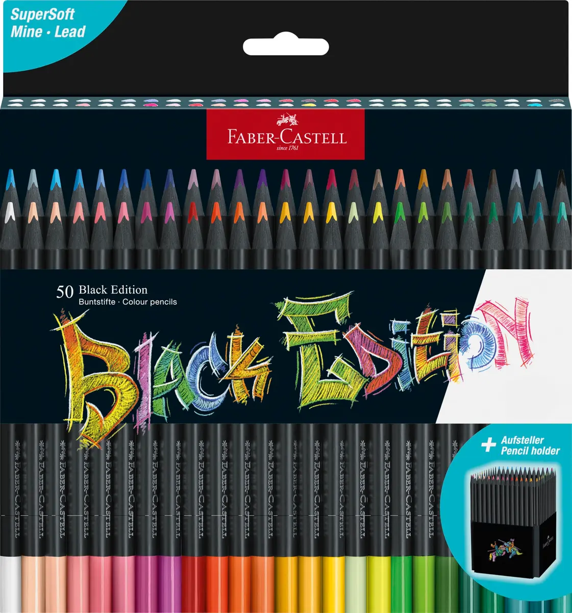 Faber-Castell Black Edition Colored Pencils, 50 Count (Pack of 50) | Smooth Color Laydown for Art & Drawing - view 2