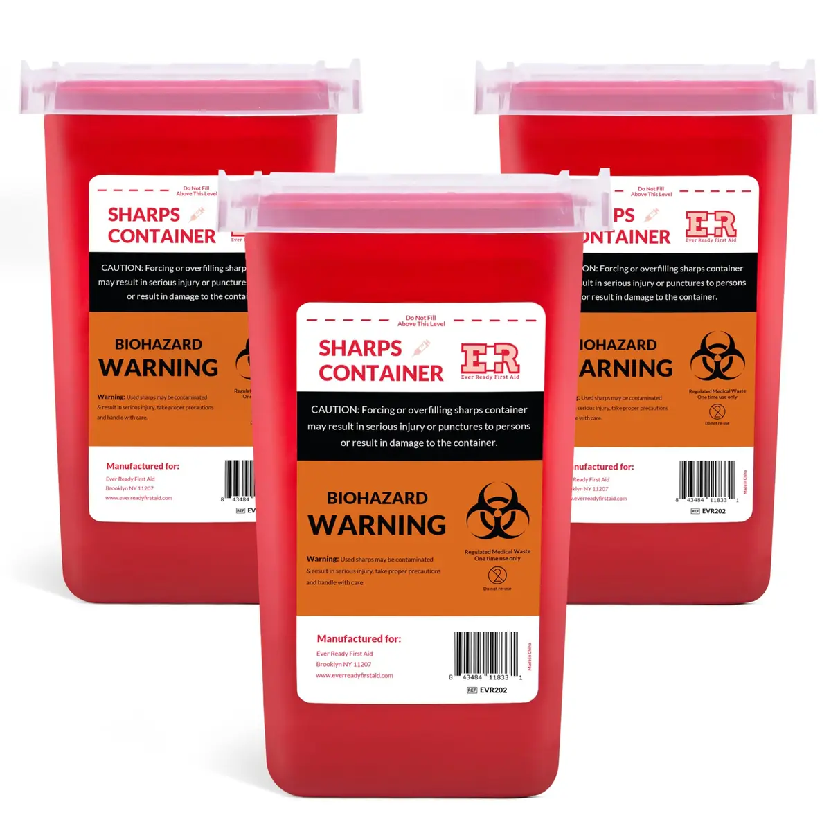 Ever Ready First Aid Sharps Container 1 Quart (1000ml) | Puncture-Resistant & Locking Lid for Safe Disposal - main product image