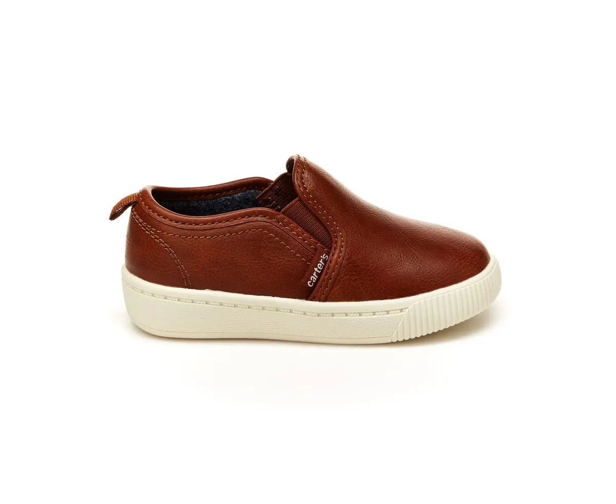 Carter's Kids Ricky Dress Shoes, Brown | Slip-On Faux Leather Casual Shoes for Toddlers - view 2