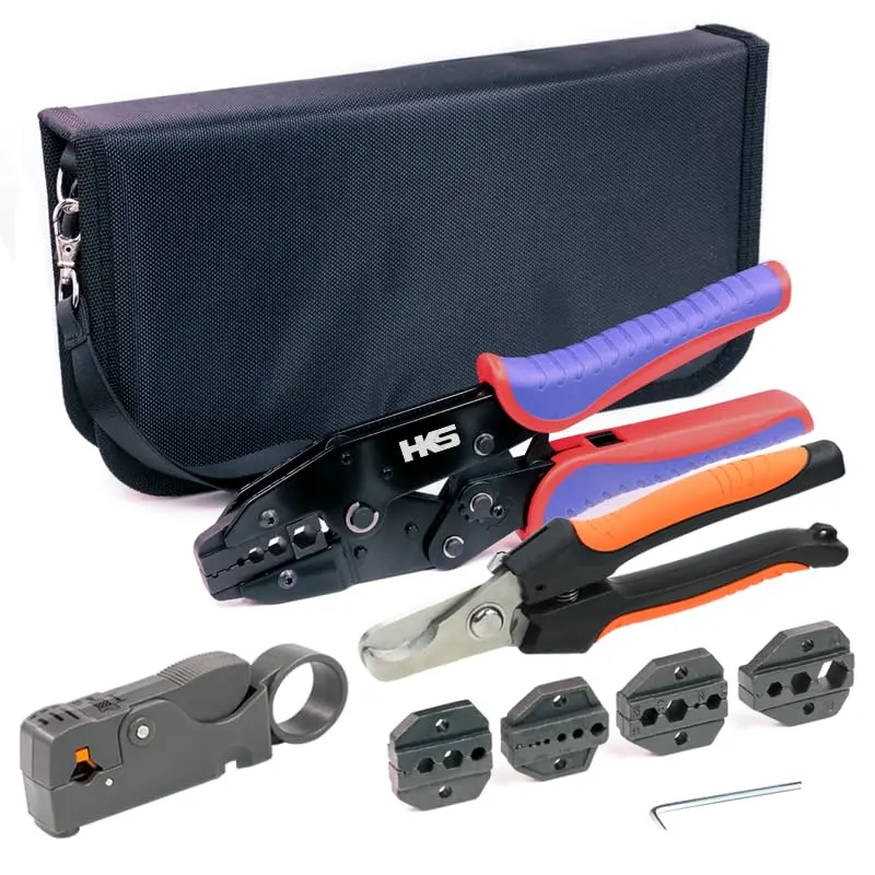 HKS Coax Ratchet Crimping Tool Kit with 5 Dies & Strippers | 1.28 kg (2.82 lb) Heavy Duty - view 2