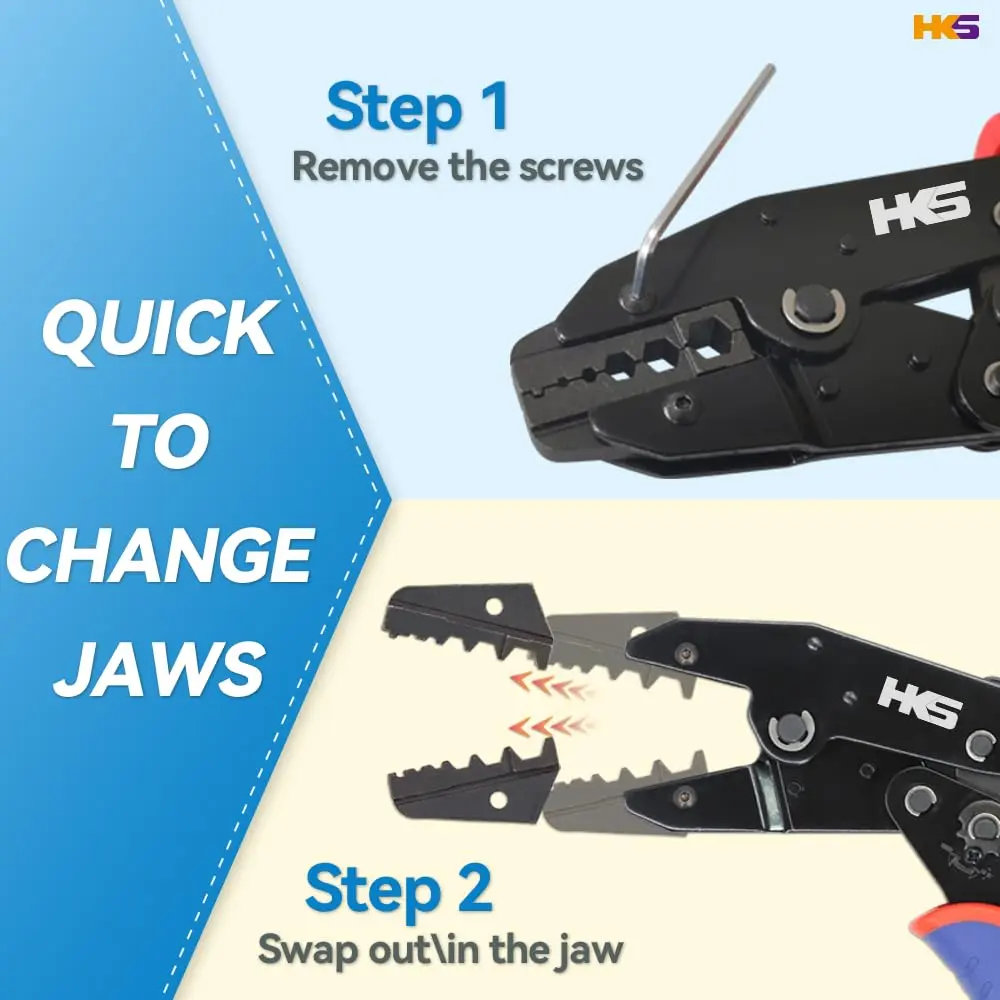 HKS Coax Ratchet Crimping Tool Set for Coaxial RG Cable RF Connectors | 5 Changeable Dies, Ergonomic Handle - view 7