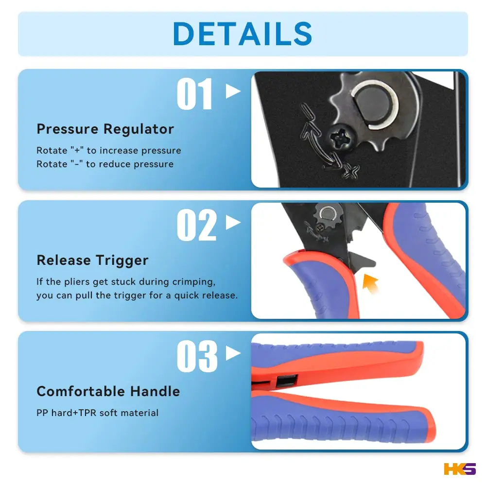 HKS Coax Ratchet Crimping Tool Set for Coaxial RG Cable RF Connectors | 5 Changeable Dies, Ergonomic Handle - view 8