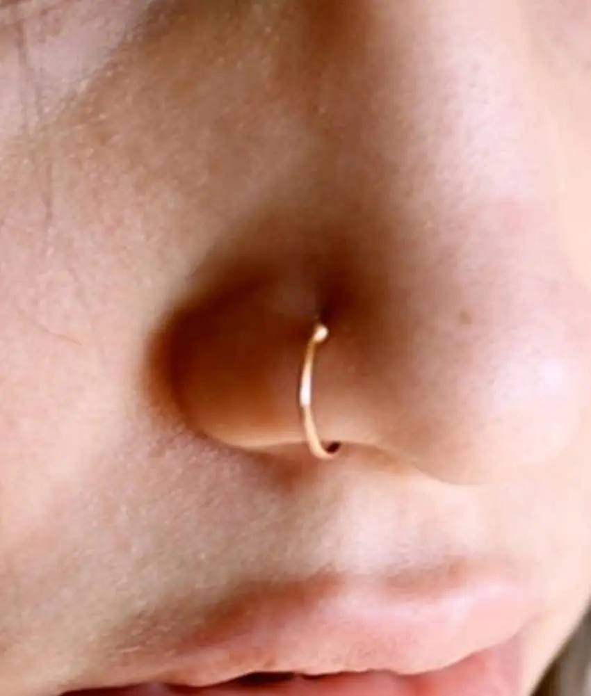 MODRSA Gold Fake Nose Ring Hoop Set for Women Men | 12 Pieces, 8mm Inner Diameter - view 2