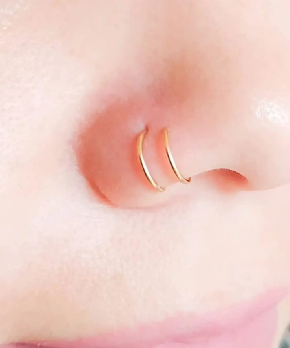 MODRSA Gold Fake Nose Ring Hoop Set for Women Men | 12 Pieces, 8mm Inner Diameter - view 3