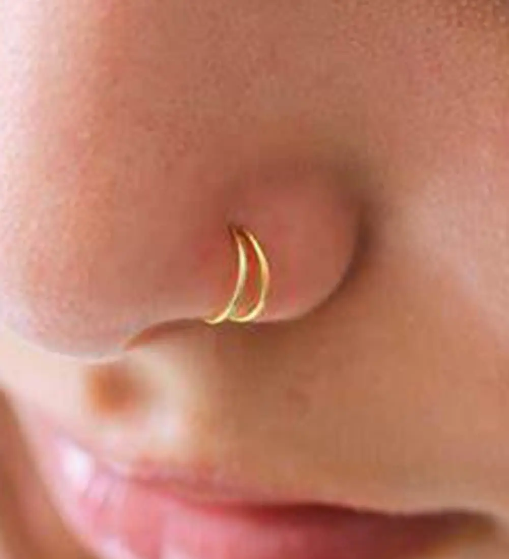 MODRSA Gold Fake Nose Ring Hoop Set for Women Men | 12 Pieces, 8mm Inner Diameter - view 4