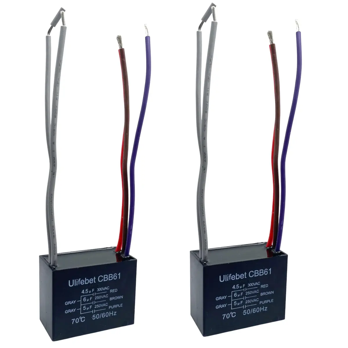 YJZR 5 Wire Ceiling Fan Capacitor CBB61 4.5uf+6uf+5uf 250VAC 50/60Hz | Replacement Part for Fan Speed Control - view 5
