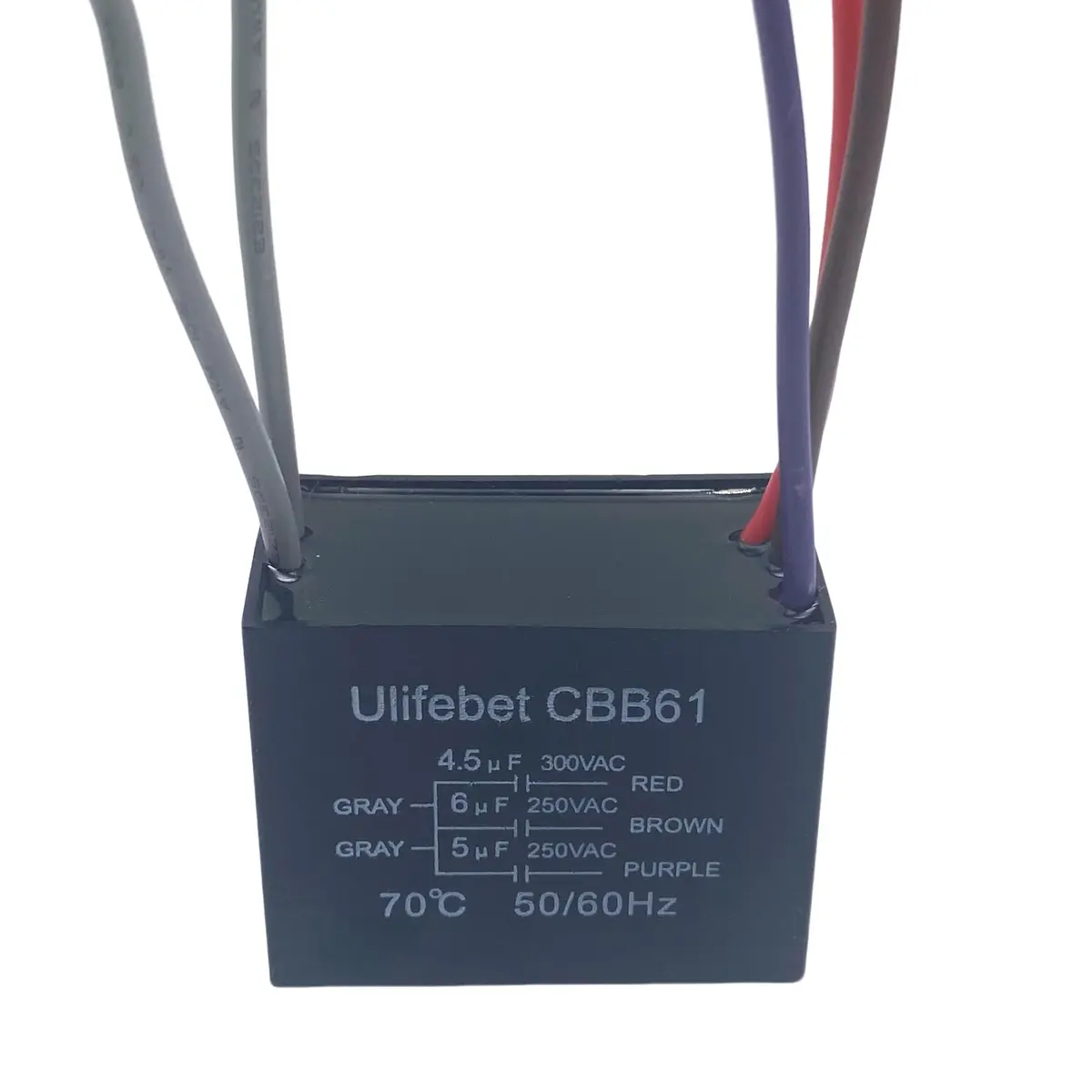YJZR 5 Wire Ceiling Fan Capacitor CBB61 4.5uf+6uf+5uf 250VAC 50/60Hz | Replacement Part for Fan Speed Control - view 3