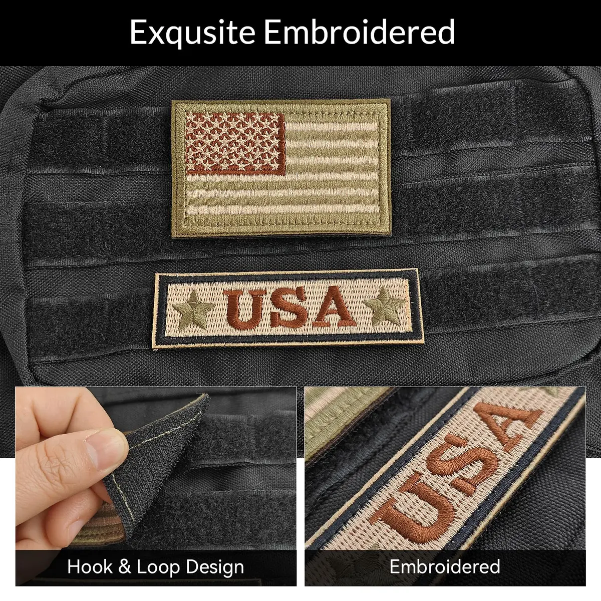 Harsgs 20pcs Random Tactical Morale Patches 2x3 Inch | Embroidered Hook & Loop Patches for Backpacks Vests Uniforms - view 4