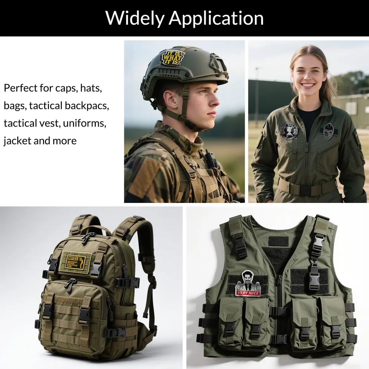 Harsgs 20pcs Random Tactical Morale Patches 2x3 Inch | Embroidered Hook & Loop Patches for Backpacks Vests Uniforms - view 5