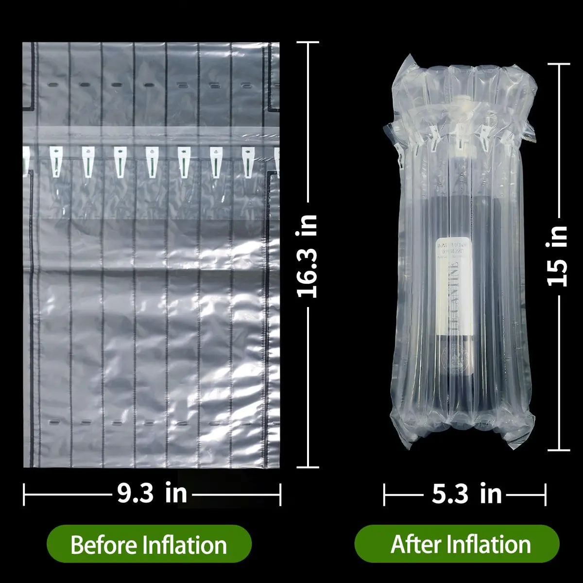 MONKKINO 32 Pack Inflatable Wine Bottle Protector Bags | Crashproof Air Column Sleeves for Travel - view 3
