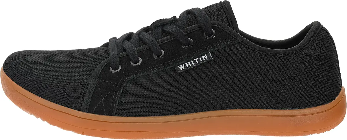 WHITIN Men's Minimalist Barefoot Shoes Zero Drop Fashion Black Gum 8 | Natural Walking Support - view 4