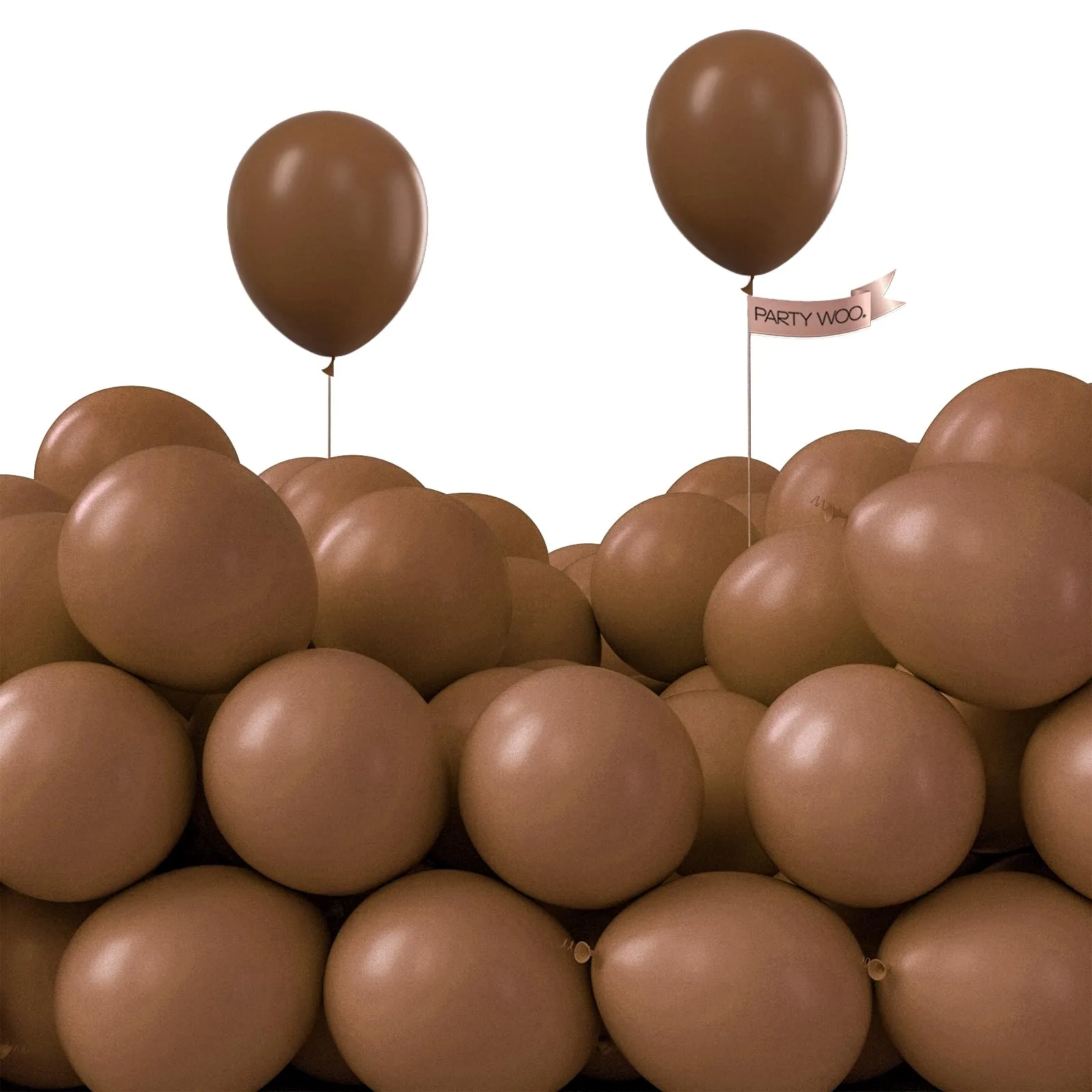 PartyWoo Brown Balloons 100pcs 5 Inch Mini Boho Neutral Coffee Tan Latex Balloons | Assorted Colors Balloon Value Pack - main product image