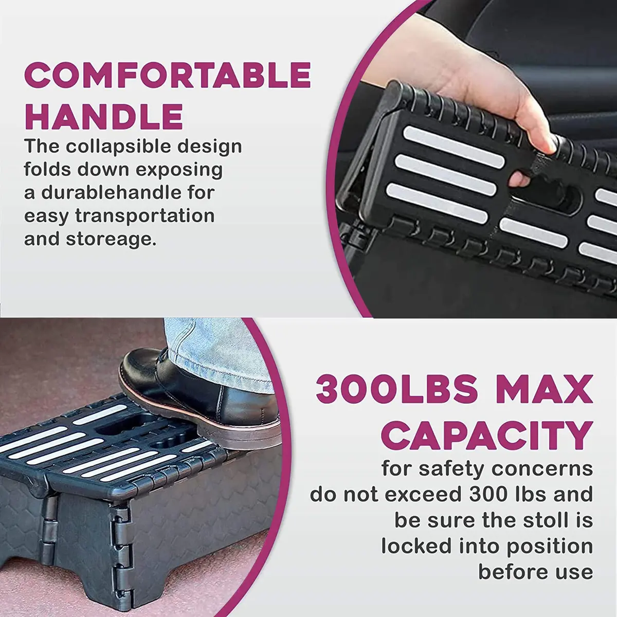 TALITARE 5-inch Folding Step Stool with Handle, Black | Supports 136 kg (300 lbs) for Car, Kitchen & Bathroom - view 5