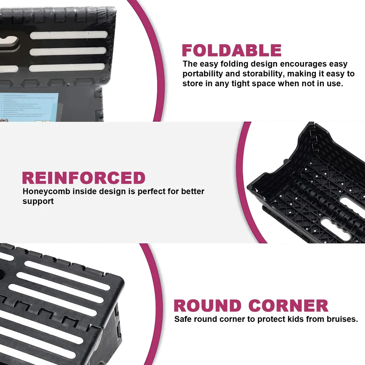 TALITARE 5-inch Folding Step Stool with Handle, Black | Supports 136 kg (300 lbs) for Car, Kitchen & Bathroom - view 4