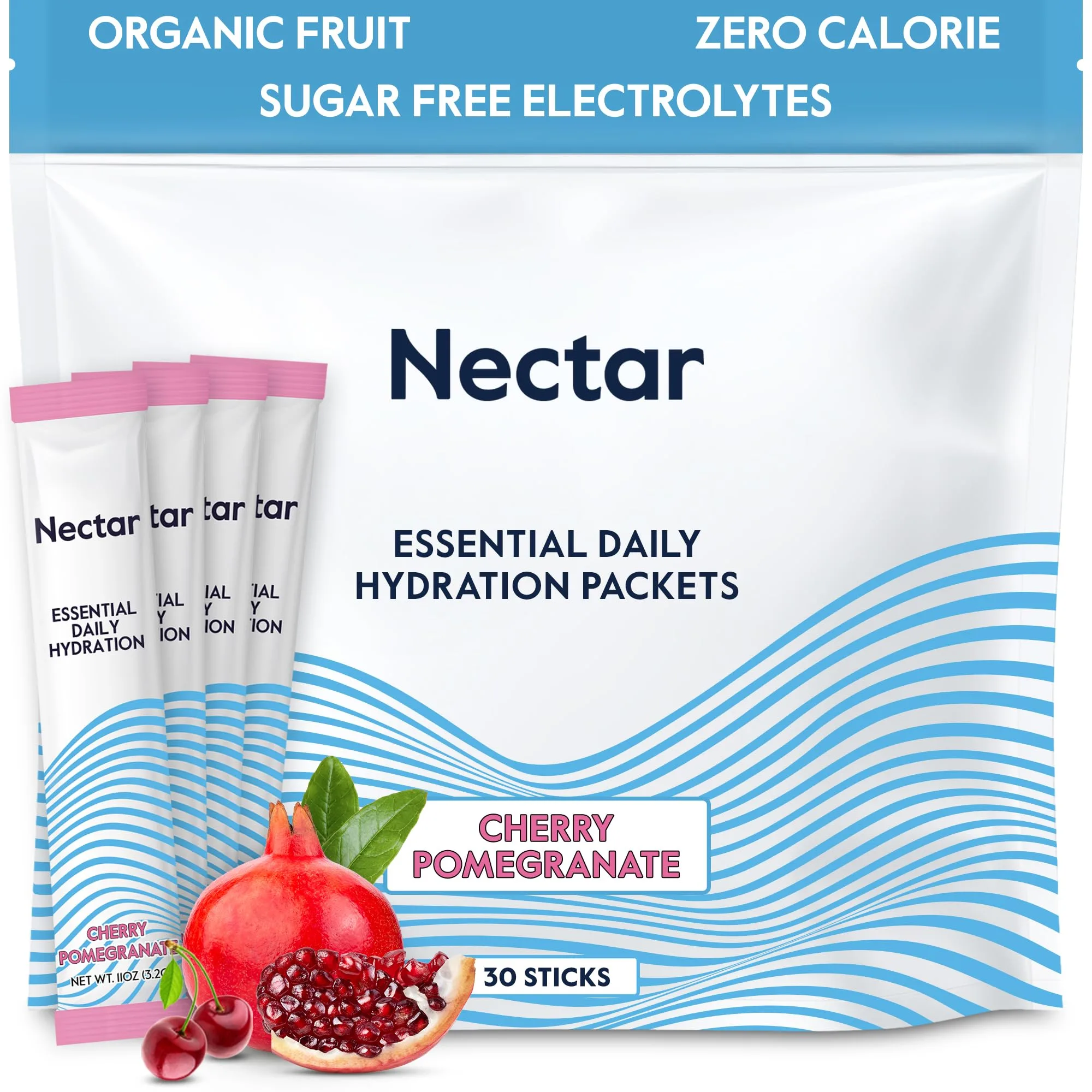 Nectar Organic Hydration Powder Packets Cherry Pom 30 Servings | Zero Sugar Electrolytes for Rapid Hydration - main product image