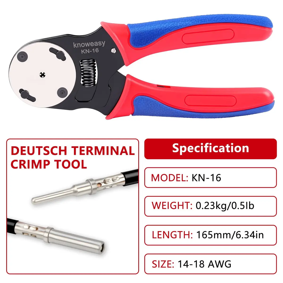 Knoweasy Deutsch Crimper KN16 | 4-Way Indent, 8 Impressions, Automotive & Electrical Use - view 4