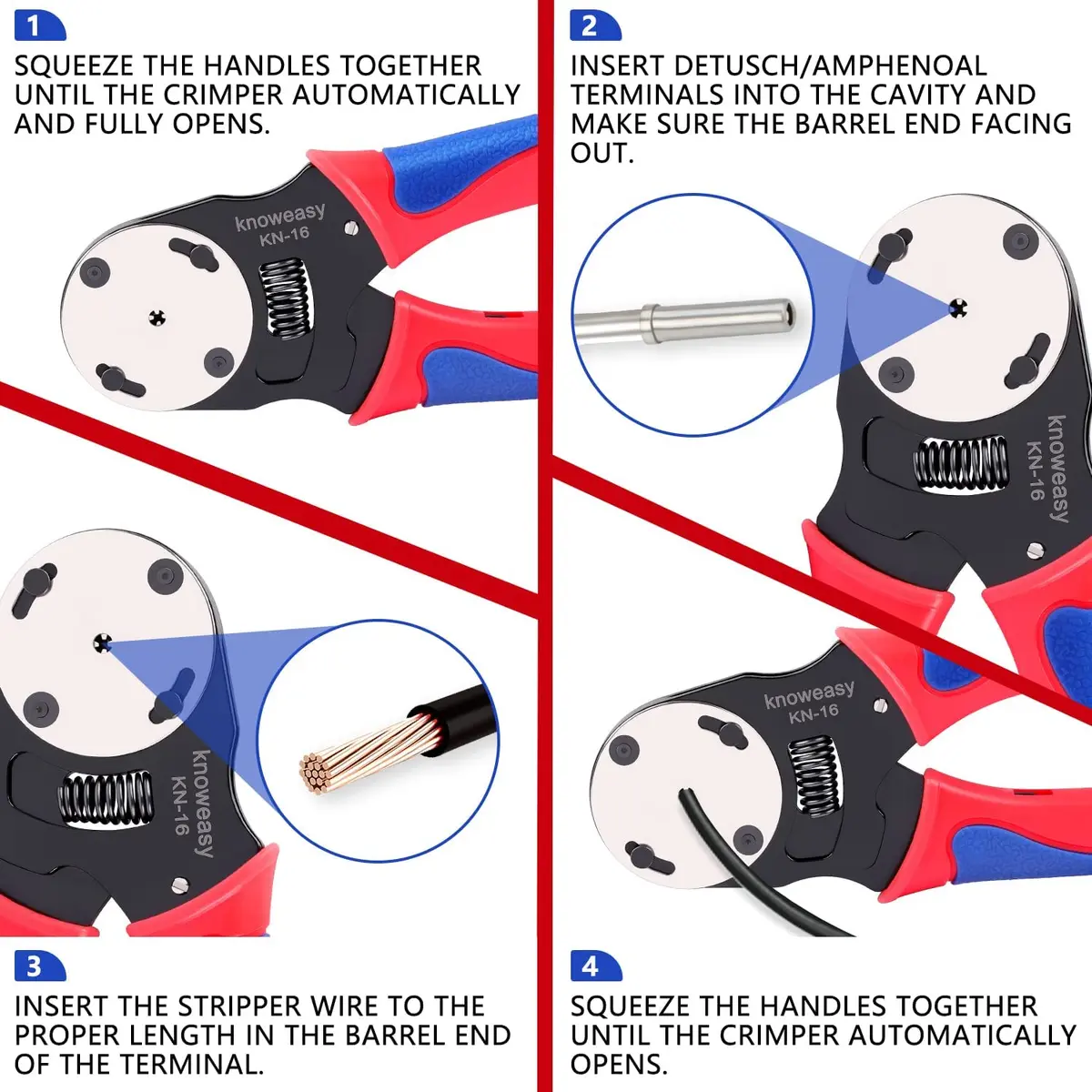 Knoweasy Deutsch Crimper KN16 | 4-Way Indent, 8 Impressions, Automotive & Electrical Use - view 5