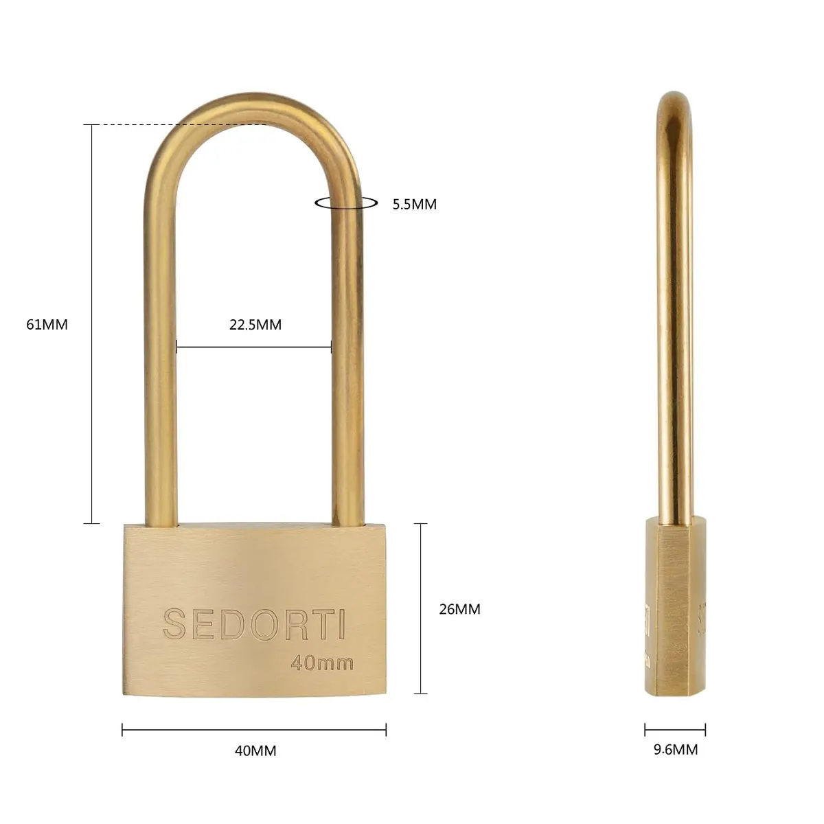 SEDORTI Weather Proof Brass Padlock 1-1/2" Wide | Marine Grade, Rust-Resistant, Light Duty - view 2