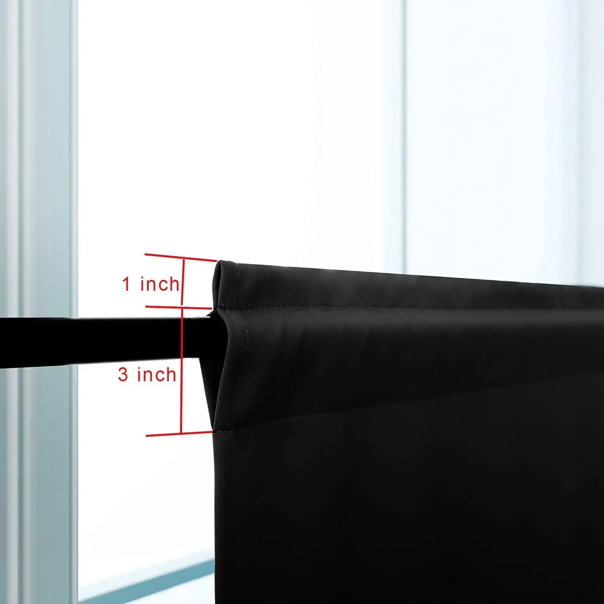Pickluc Black Cafe Curtain 30"W x 30"L | Short Blackout Window Panel for Kitchen & Small Windows - view 3