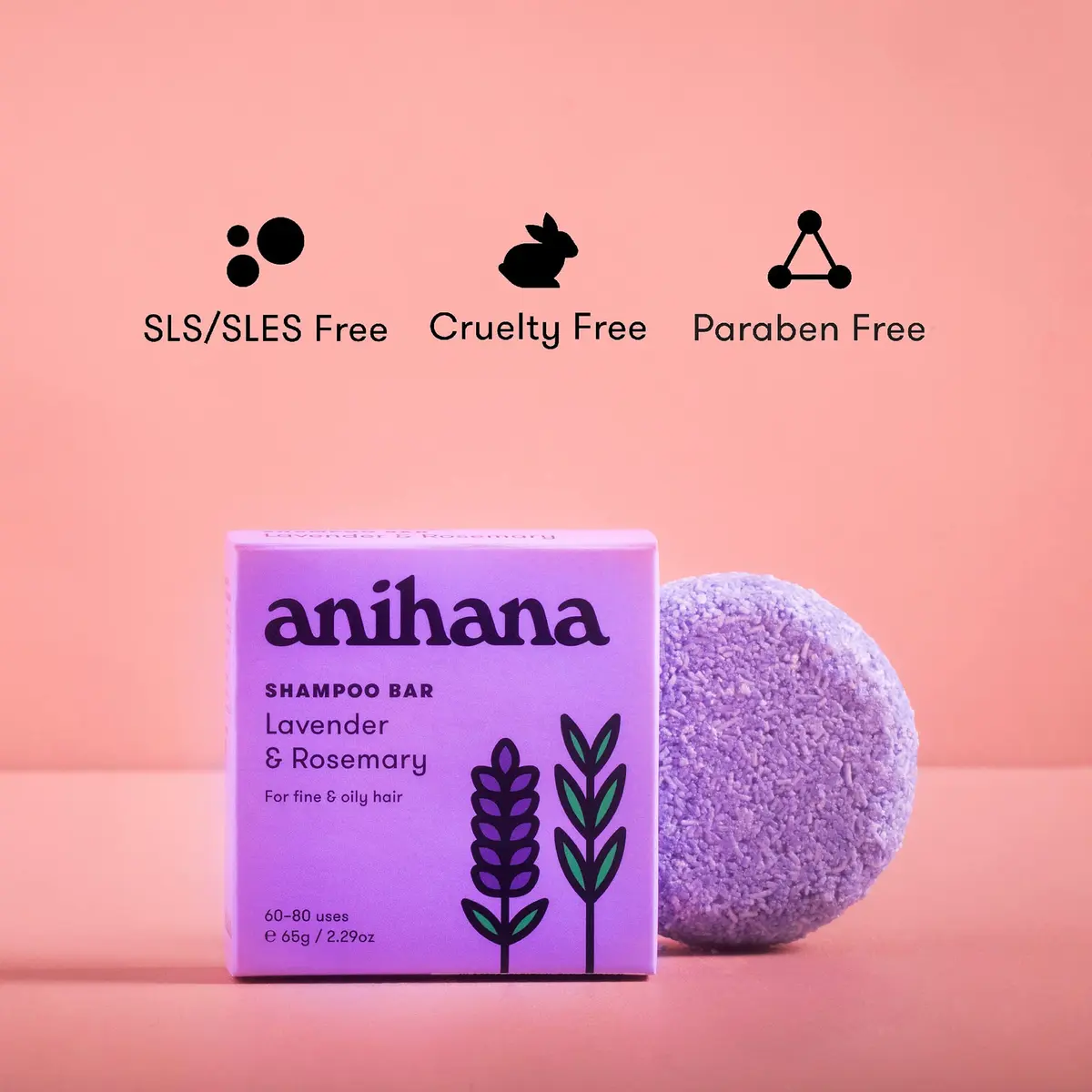 ANIHANA Shampoo Bar for Thin, Fine & Oily Hair | Natural Volume & Shine, Lavender & Rosemary, 2.29 oz - view 5