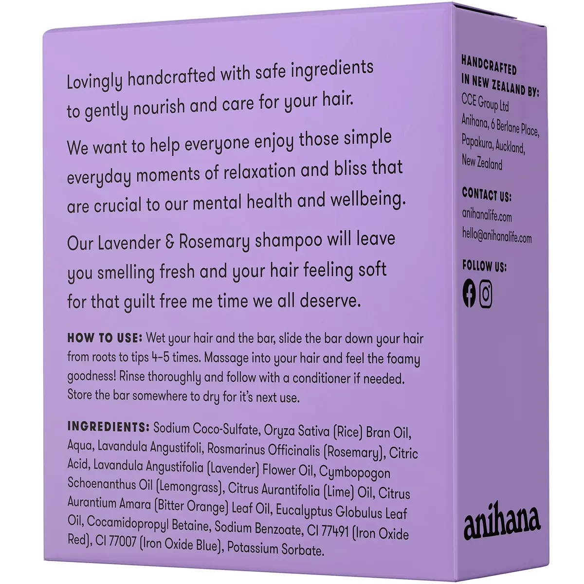 ANIHANA Shampoo Bar for Thin, Fine & Oily Hair | Natural Volume & Shine, Lavender & Rosemary, 2.29 oz - view 6