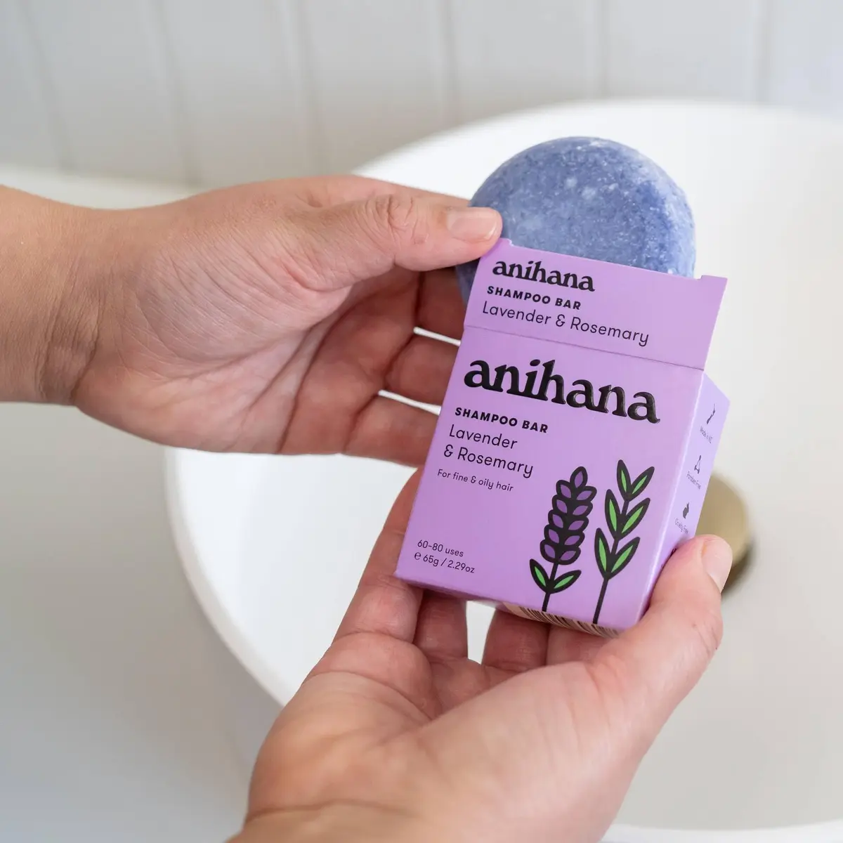 ANIHANA Shampoo Bar for Thin, Fine & Oily Hair | Natural Volume & Shine, Lavender & Rosemary, 2.29 oz - view 2