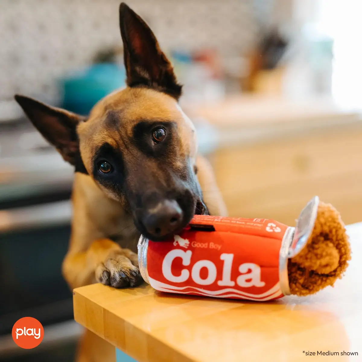 P.L.A.Y. Snack Attack Good Boy Cola Plush Dog Toy - Medium | Durable Squeaker Chew Toy for Medium & Large Dogs - view 6