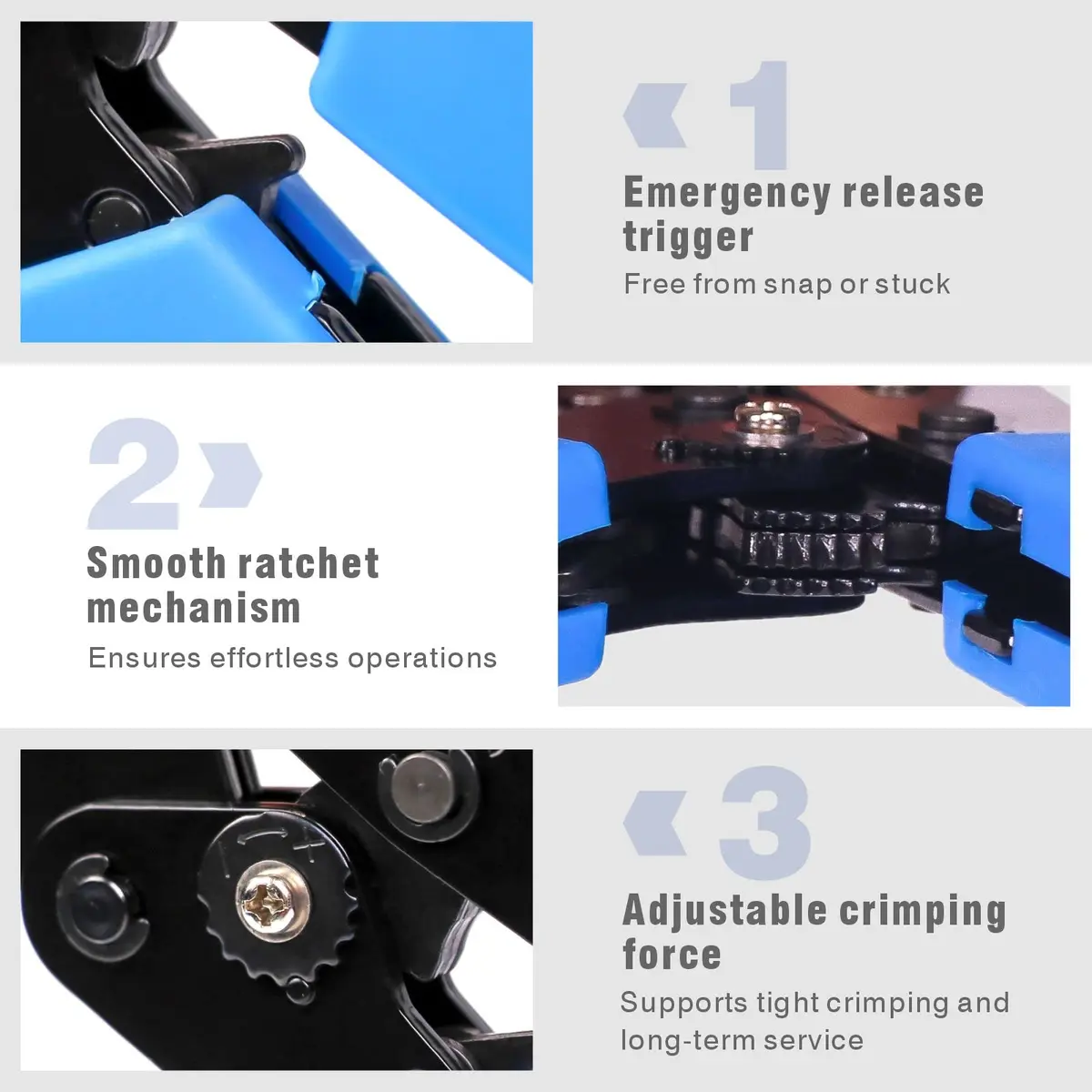 Wekesigo SN-2549 Ratcheting Crimping Tool 0.08-1.0 mm ² | Precise, Durable, Ergonomic - view 4