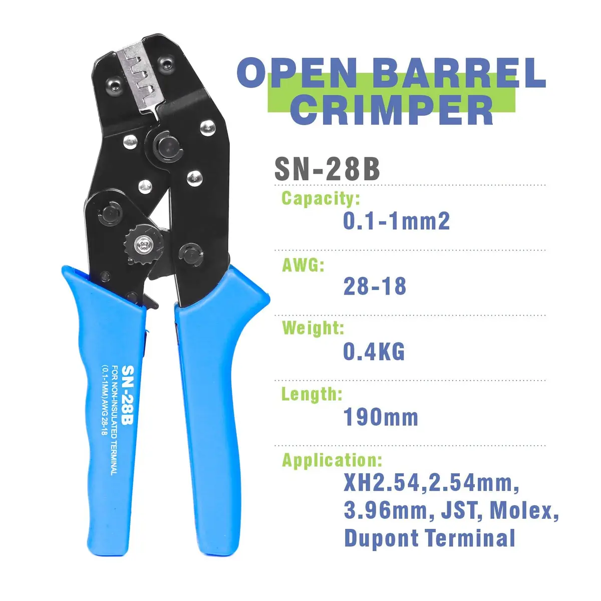 wekesigo SN-28B Dupont Terminal Ratchet Crimper 0.1-1.0mm² | Precise, Durable & Ergonomic Tool - view 2