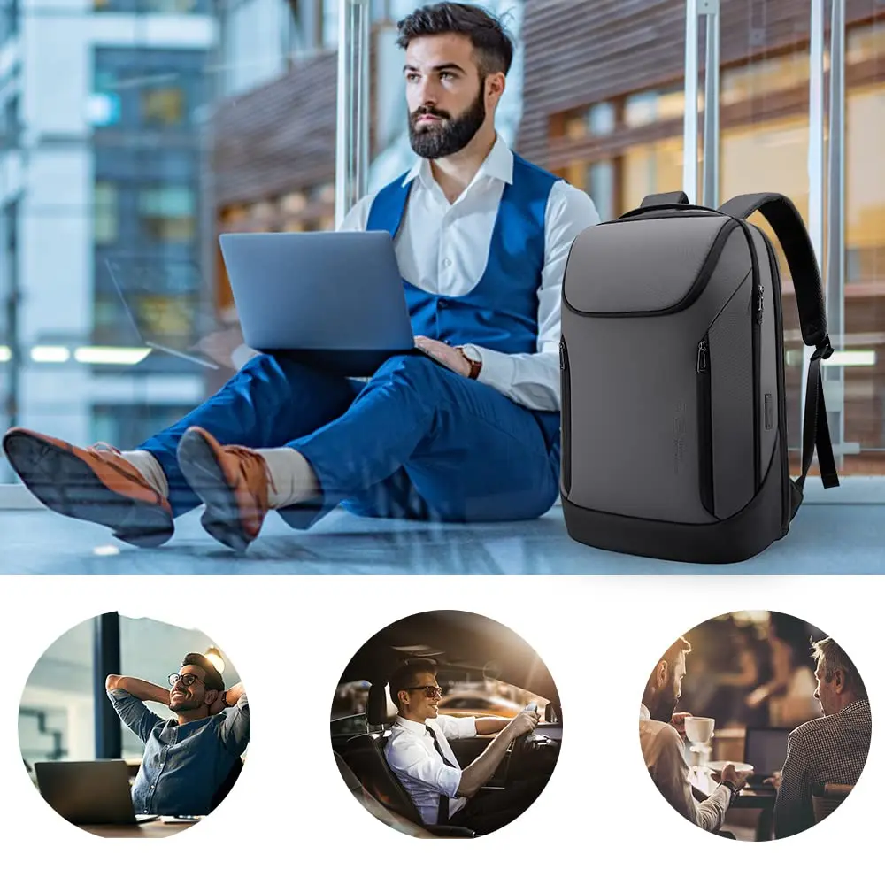 BANGE Business Waterproof Laptop Backpack 15.6 Inch | USB Charging Port & Travel Durability - view 6