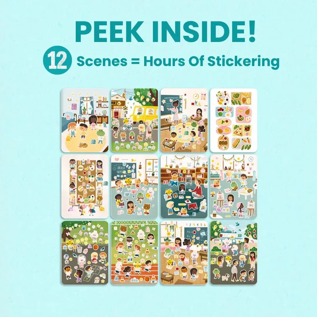 CUPKIN Let’s Go to School Sticker Book 500+ Stickers | Spiral-Bound Toddler Activity Book for Ages 2-8 - view 6