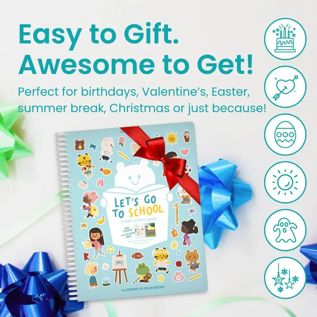 CUPKIN Let’s Go to School Sticker Book 500+ Stickers | Spiral-Bound Toddler Activity Book for Ages 2-8 - view 7