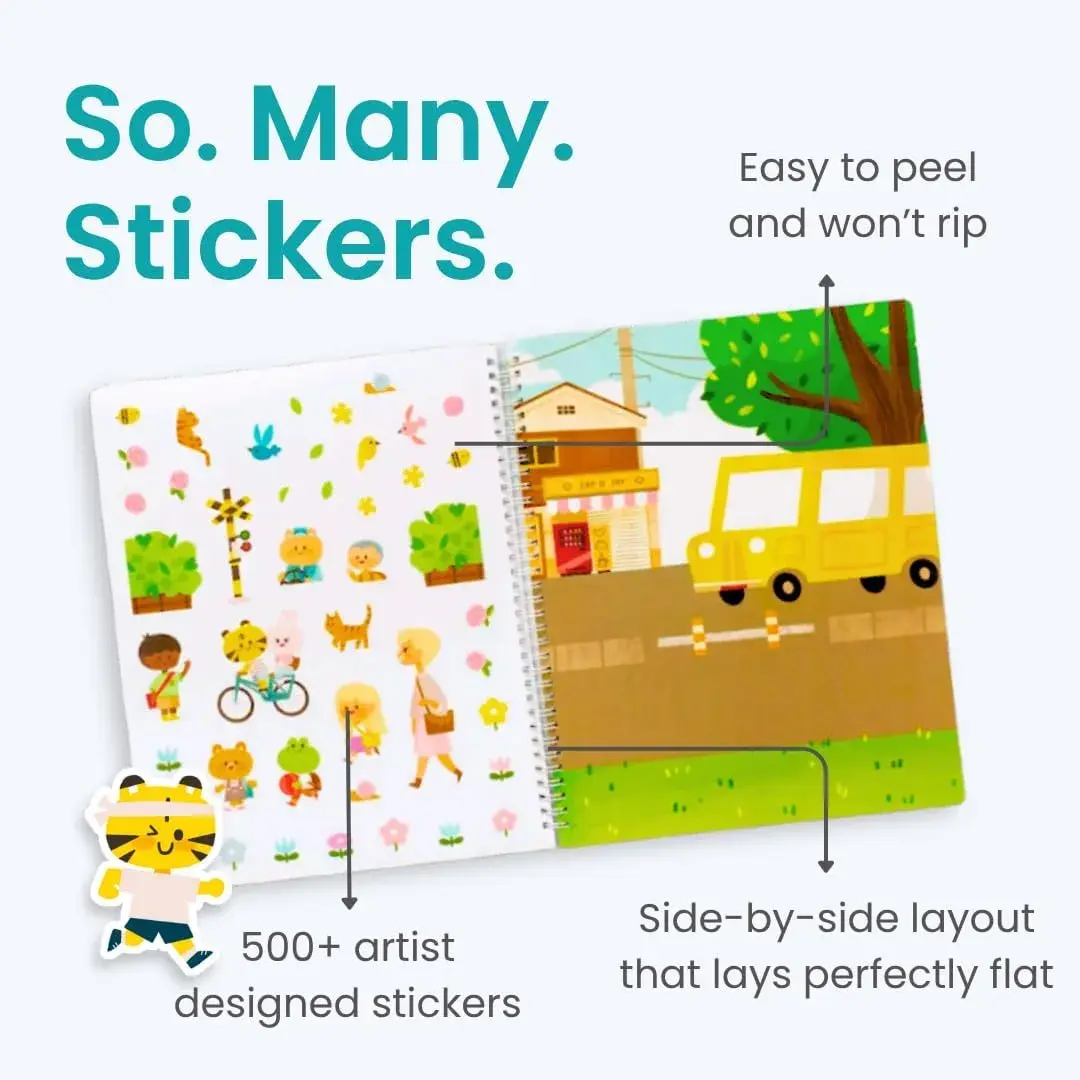 CUPKIN Let’s Go to School Sticker Book 500+ Stickers | Spiral-Bound Toddler Activity Book for Ages 2-8 - view 3