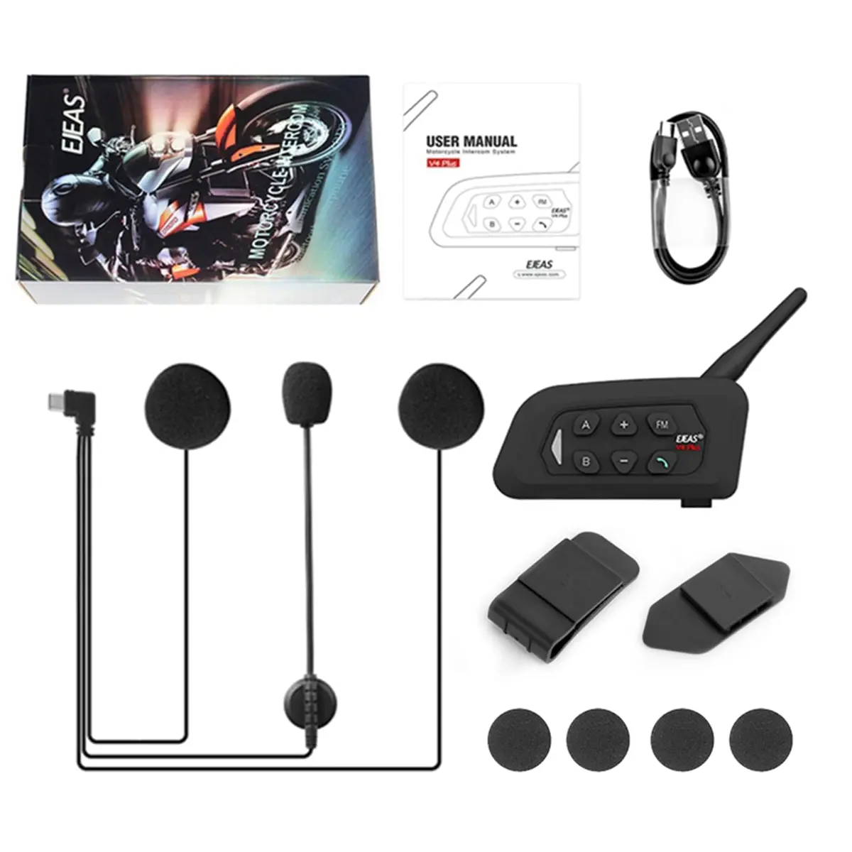 EJEAS V4 Plus Motorcycle Helmet Bluetooth Intercom System 1500m Range | Noise Reduction & 3D Sound - view 7
