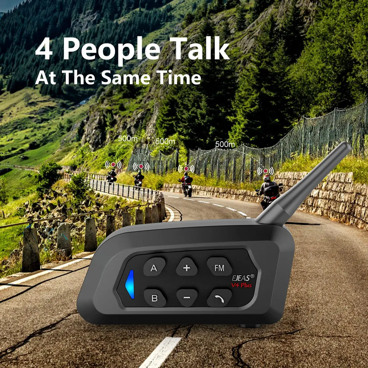 EJEAS V4 Plus Motorcycle Helmet Bluetooth Intercom System 1500m Range | Noise Reduction & 3D Sound - view 2