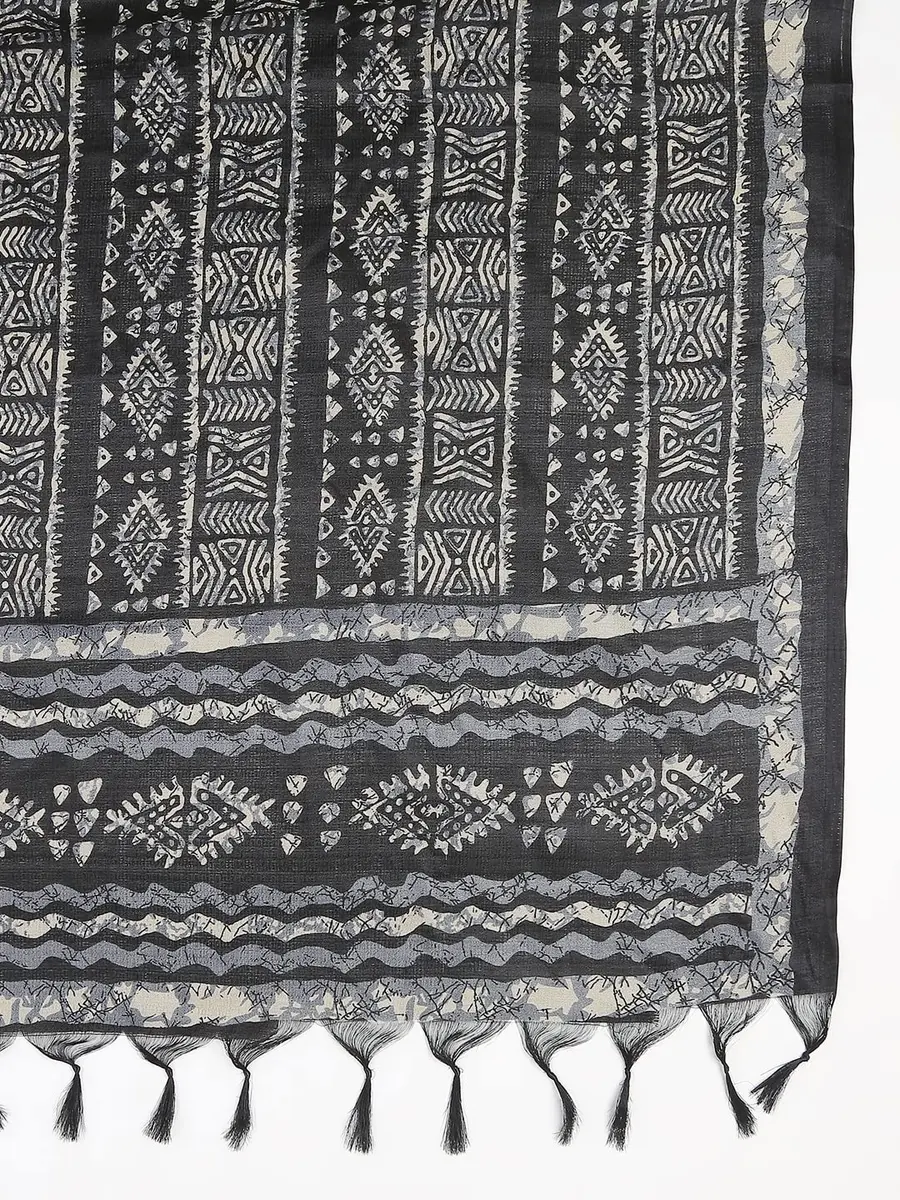 DUPATTA BAZAAR Women's Batik Printed Black Art Silk Dupatta | All Over Print, 240cm x 100cm, Hand Wash - view 5
