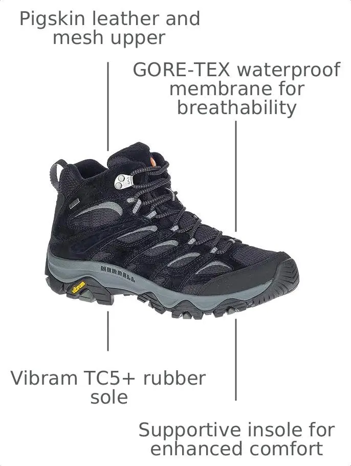 Merrell Men's Moab 3 Mid Gtx Hiking Shoe 16 | Waterproof Breathable All-Purpose - view 4