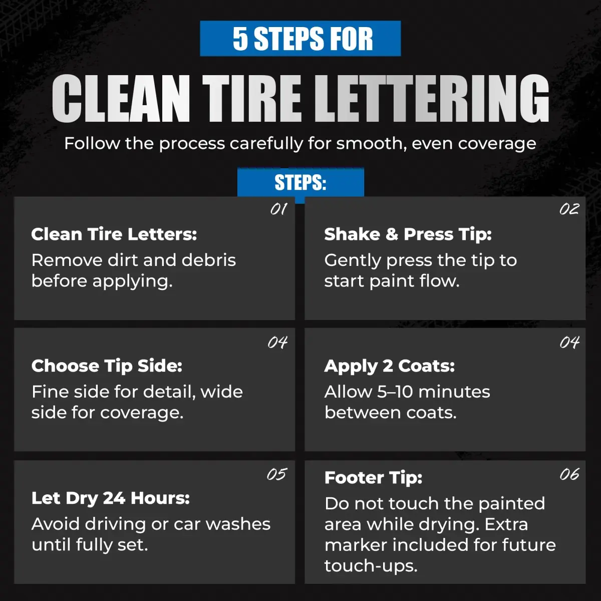 Pelto White Paint Tire Marker 4-Pack | Permanent Weatherproof Ink for Tires & More - view 2