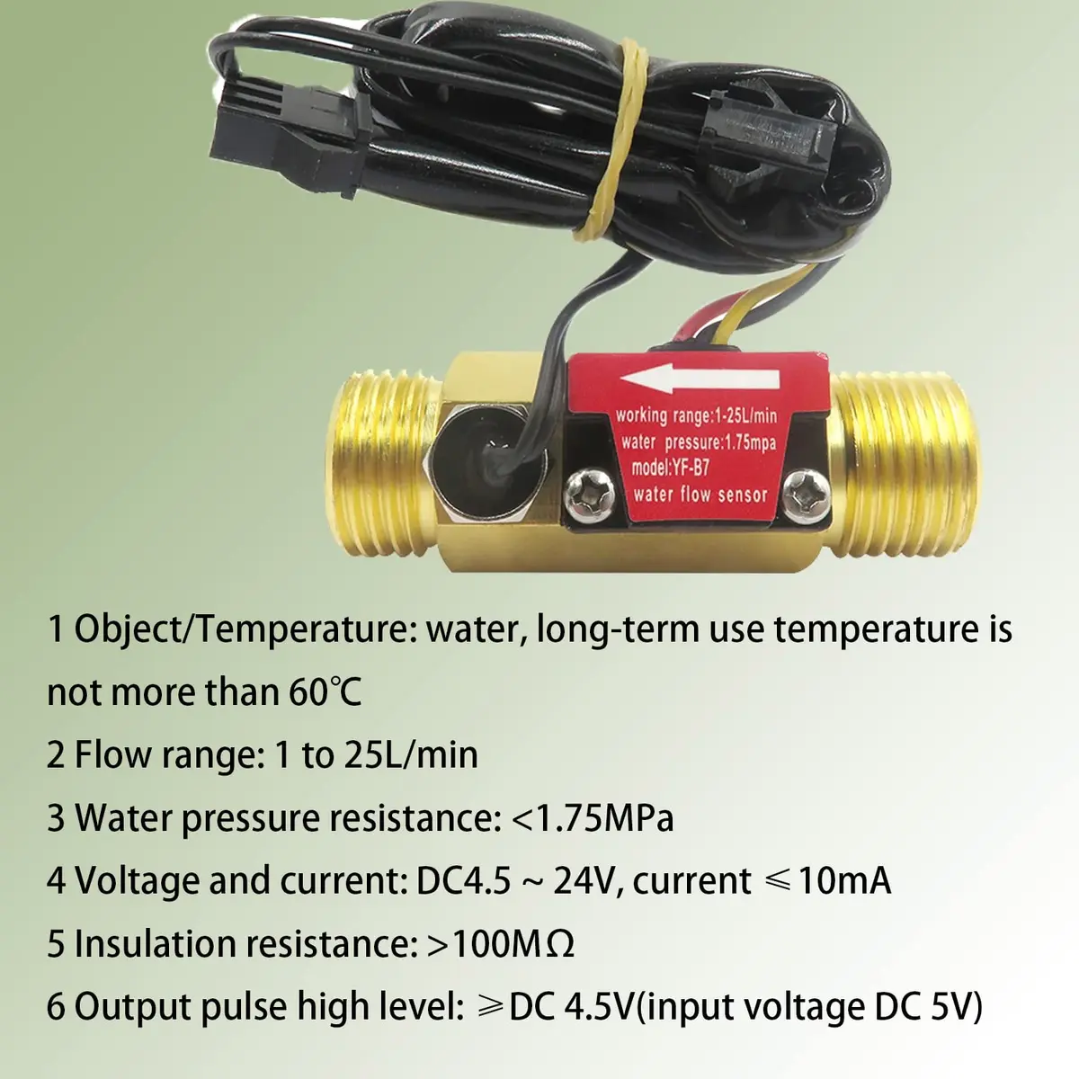Lelukee Digital LCD Water Flow Totalizer and Rate Meter with G1/2" Hall Effect Sensor, 1-30L/min | DC24V - view 7