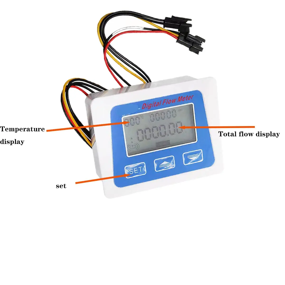 Lelukee Digital LCD Water Flow Totalizer and Rate Meter with G1/2" Hall Effect Sensor, 1-30L/min | DC24V - view 4