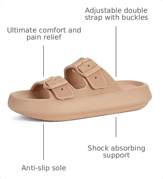 BRONAX Cushioned Shower Slides for Women & Men | 1.7-inch Thick Sole, Adjustable Buckle, EVA Support - view 4