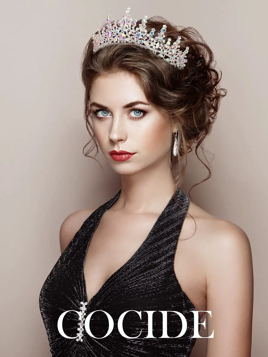 COCIDE Silver Tiara and Crown for Women 16cm Diameter | Crystal Queen Crowns for Bridal & Party - view 5
