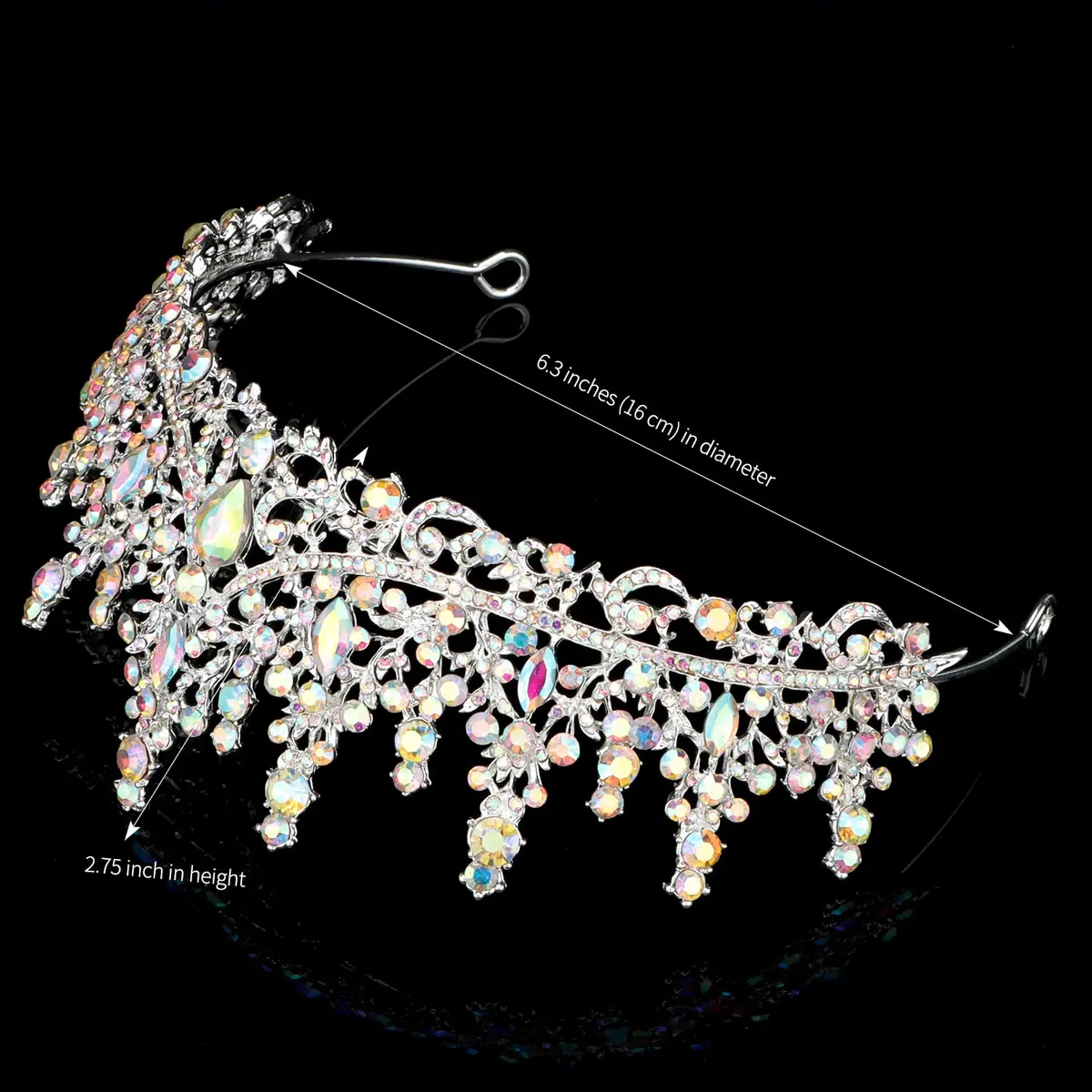 COCIDE Silver Tiara and Crown for Women 16cm Diameter | Crystal Queen Crowns for Bridal & Party - view 6